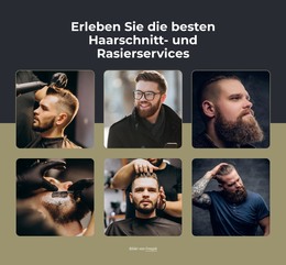 Haarschnitte, Heiße Handtuchrasur, Barttrimmen – Vorlage Für Website-Builder