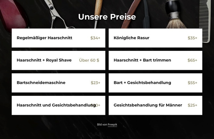 Unsere Friseurpreise HTML Website Builder