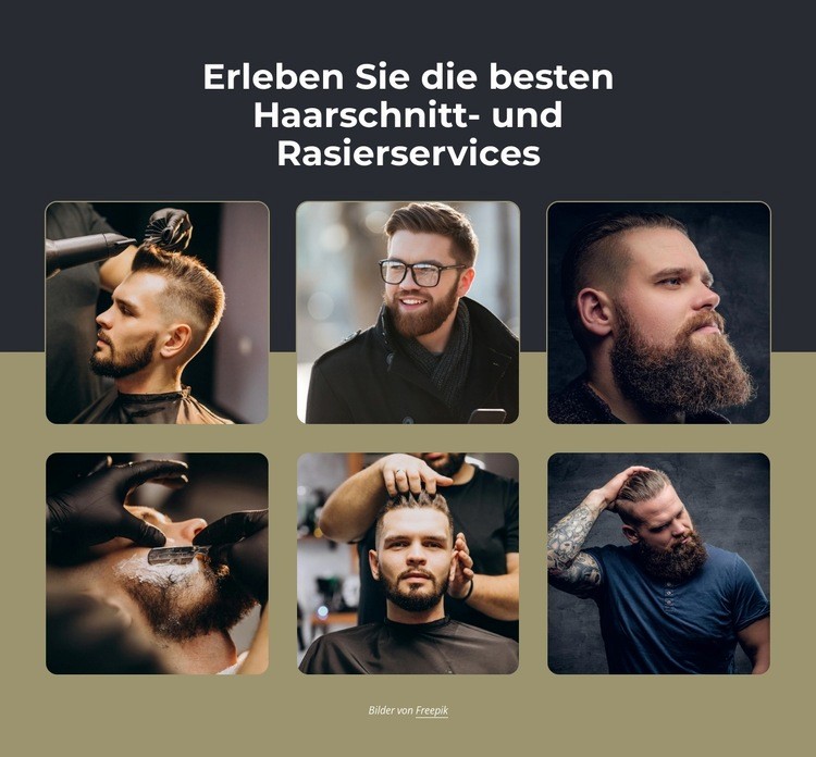 Haarschnitte, heiße Handtuchrasur, Barttrimmen HTML Website Builder