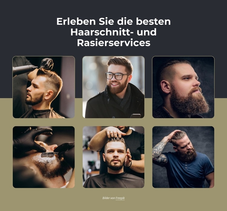 Haarschnitte, heiße Handtuchrasur, Barttrimmen Website design