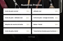 Precios De Nuestra Barbería - HTML Website Builder