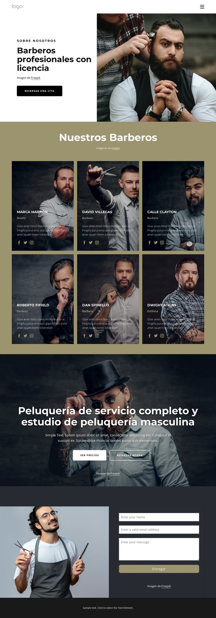 Nuestro equipo de panadería Diseño de páginas web