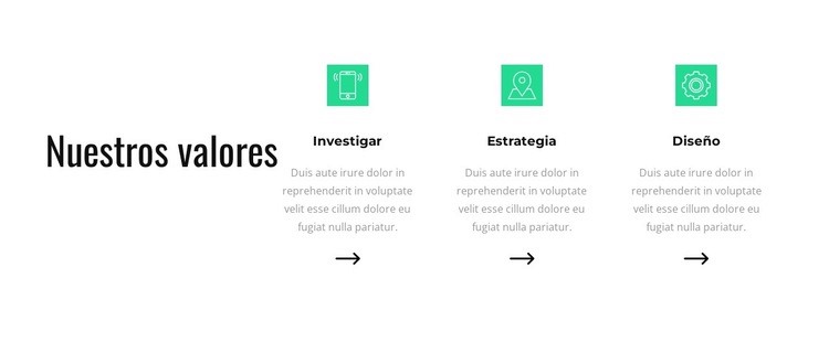 Nuestros valores Diseño de páginas web