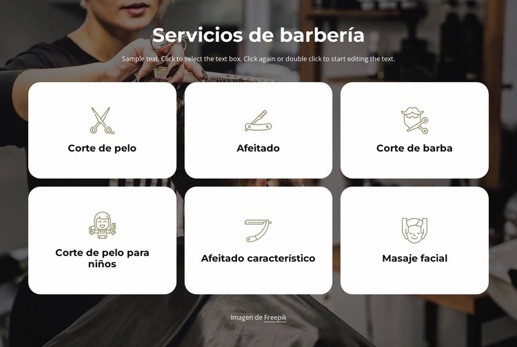 Servicios de barbería Maqueta de sitio web