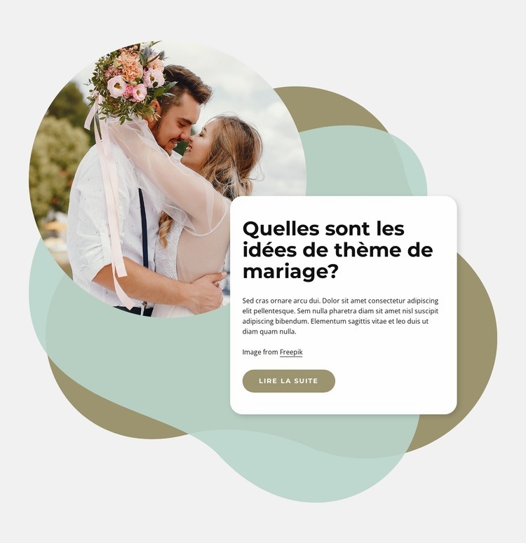 Idées de thème de mariage Conception de site Web