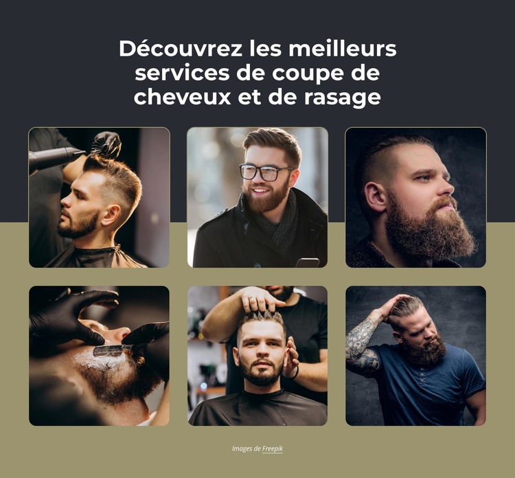 Coupes de cheveux, rasage à la serviette chaude, taille de barbe Modèle Joomla