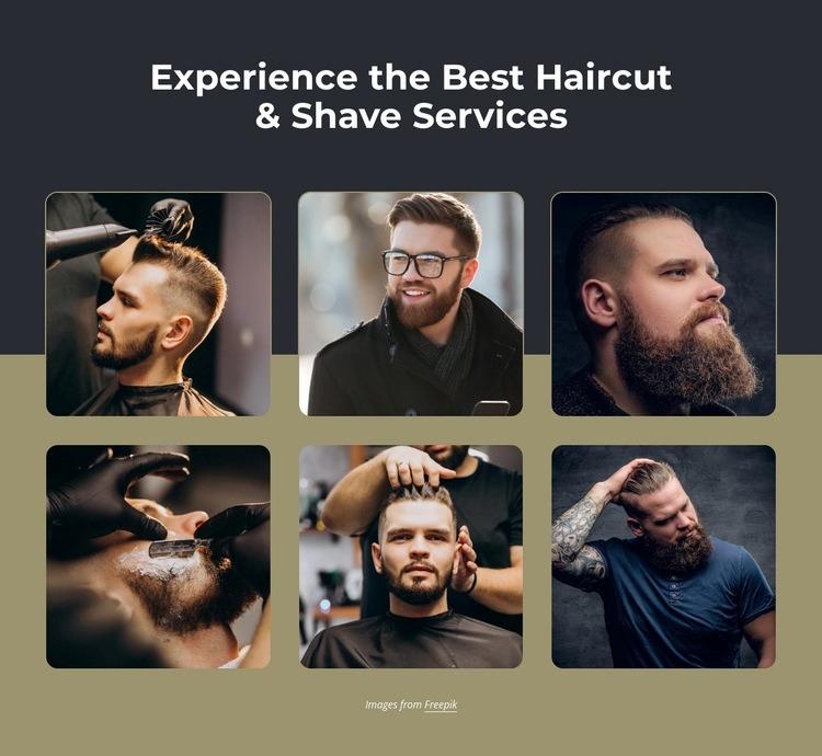 Haircuts, hot towel shaves, beard trimming Homepage Design