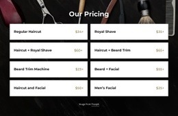 Our Barbershop Pricing - Html Code Block