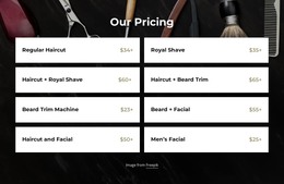 Our Barbershop Pricing - Wysiwyg HTML Editor