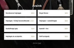 Fodrászatunk Árai - Webhelysablon