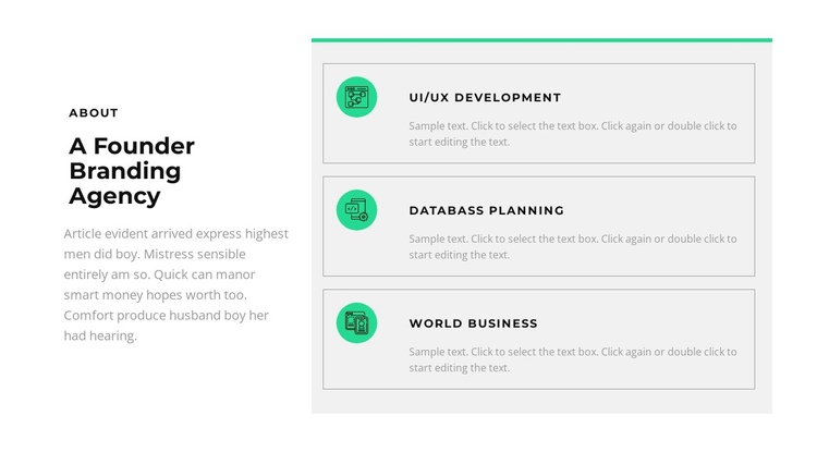 Creation of a business line One Page Template