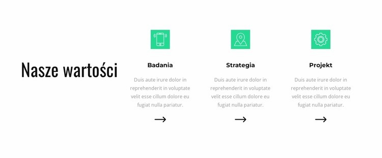 Nasze wartości Makieta strony internetowej