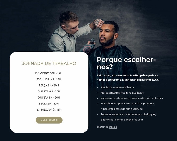 Horário de trabalho Design do site