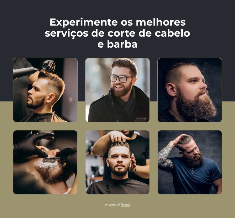 Cortes de cabelo, barbear com toalha quente, aparar a barba Design do site