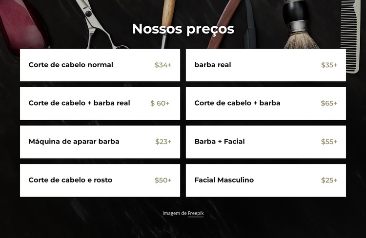 Nossos preços de barbearia Template CSS