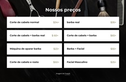 Funcionalidade De Layout De Tema Para Nossos Preços De Barbearia