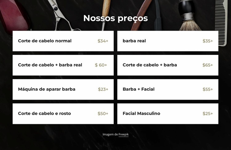 Nossos preços de barbearia Landing Page