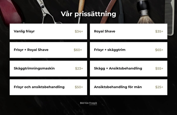 Vår barbershop priser CSS -mall