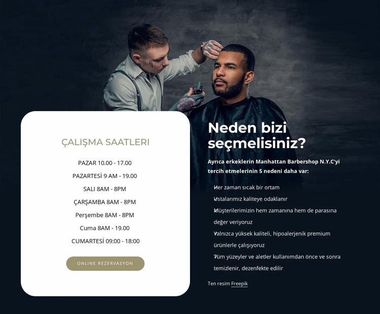 çalışma saatleri Html Web Sitesi Oluşturucu