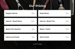 Our Barbershop Pricing Website Mockup