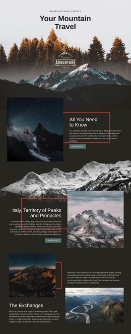 All About Mountain Travel Single Page Template