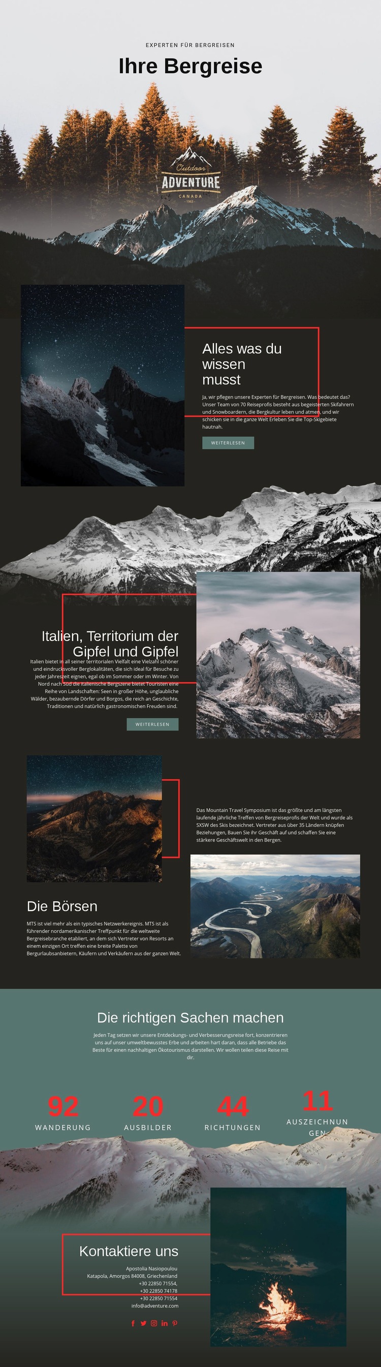 Alles über Bergreisen HTML5-Vorlage