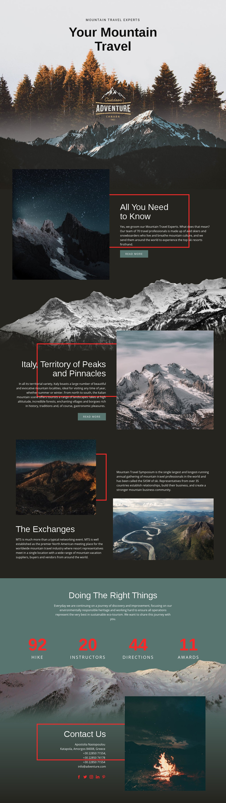 All about mountain travel Homepage Design
