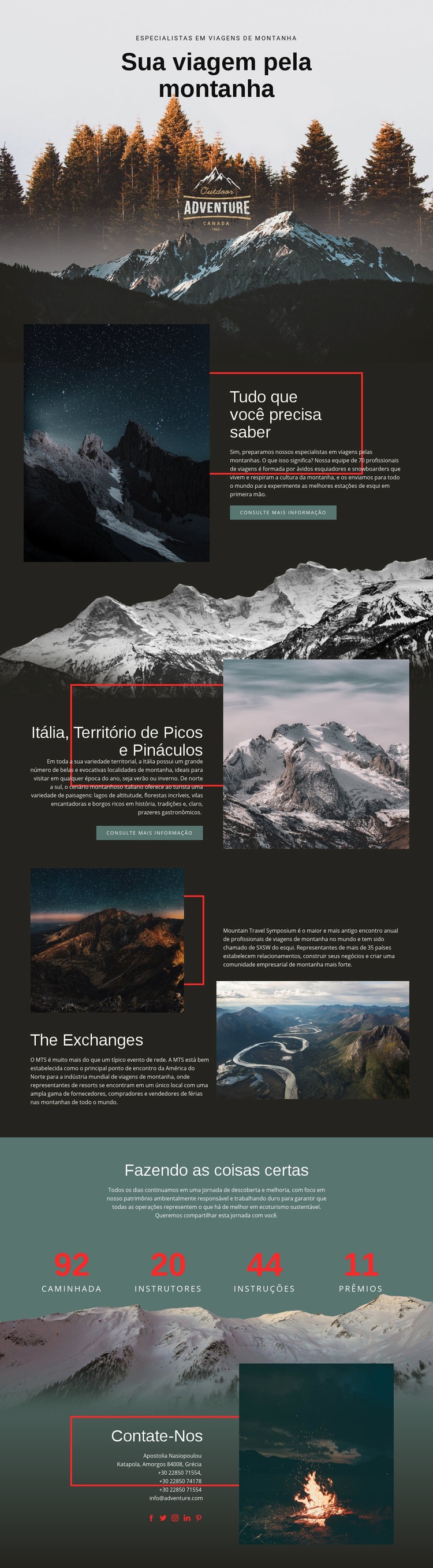 Tudo sobre viagens de montanha Construtor de sites HTML