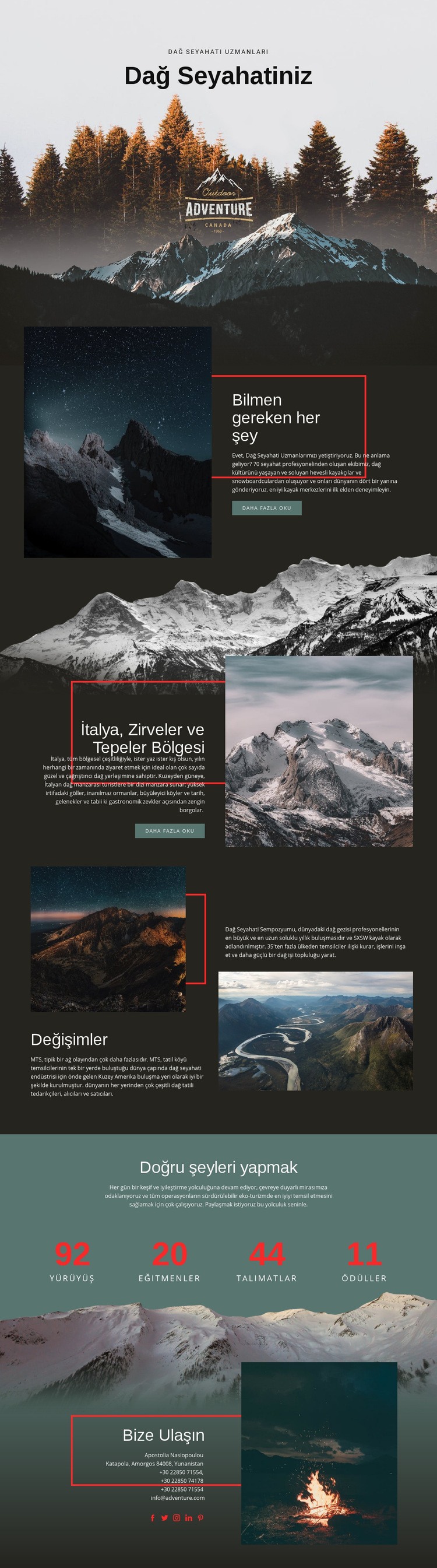 Dağ yolculuğu hakkında her şey Web sitesi tasarımı