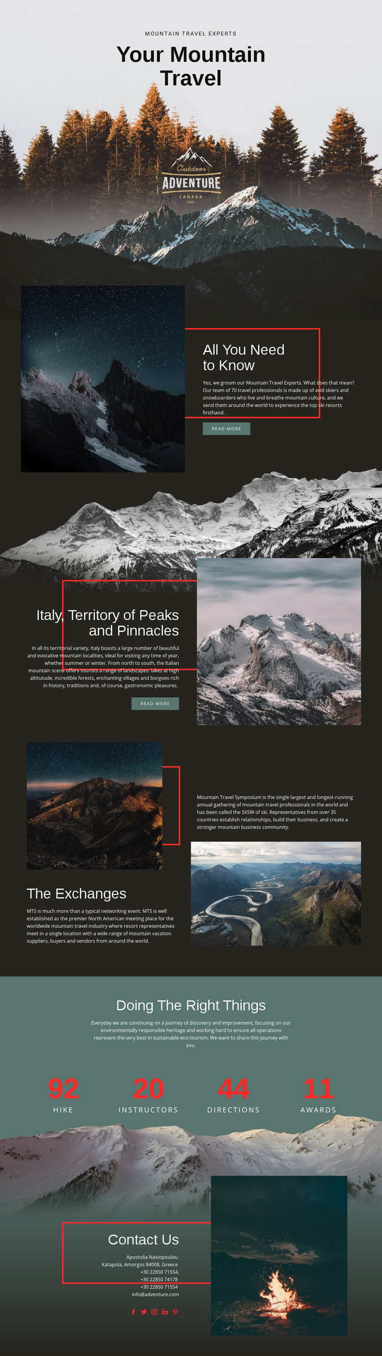 All about mountain travel Web Page Design