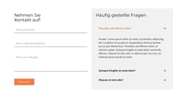 Kontaktformular Und FAQ - HTML- Und CSS-Vorlage