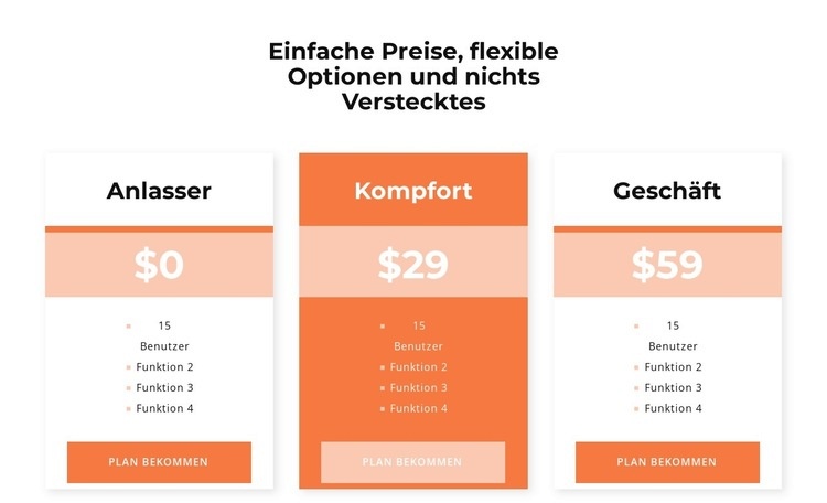 Wählen Sie Ihren Preis HTML5-Vorlage