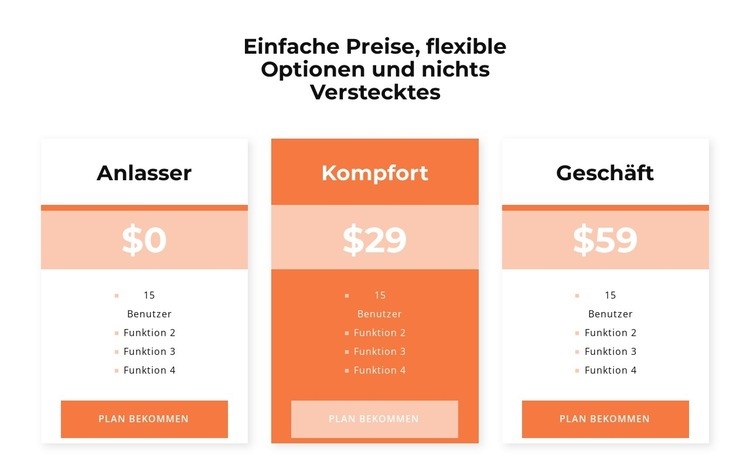 Wählen Sie Ihren Preis Website Builder-Vorlagen