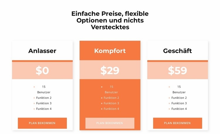 Wählen Sie Ihren Preis Website design