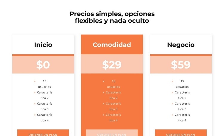 Elige tu precio Plantillas de creación de sitios web