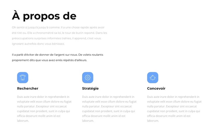 À propos de nos stratégies Modèle de site Web