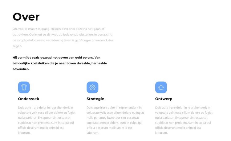 Over onze strategieën Website mockup