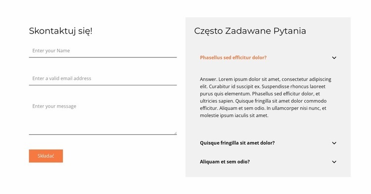 Formularz kontaktowy i FAQ Szablon HTML5