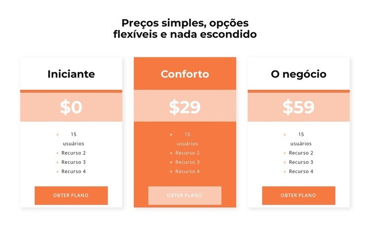 Escolha seu preço Design do site