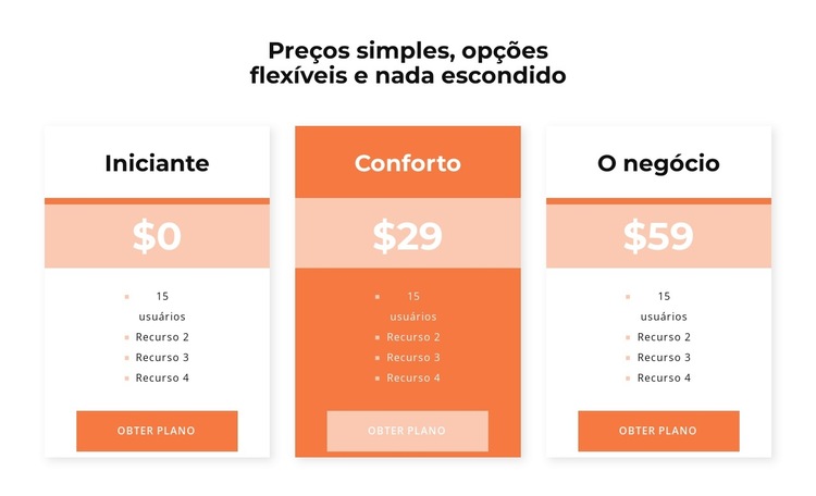 Escolha seu preço Modelo de site