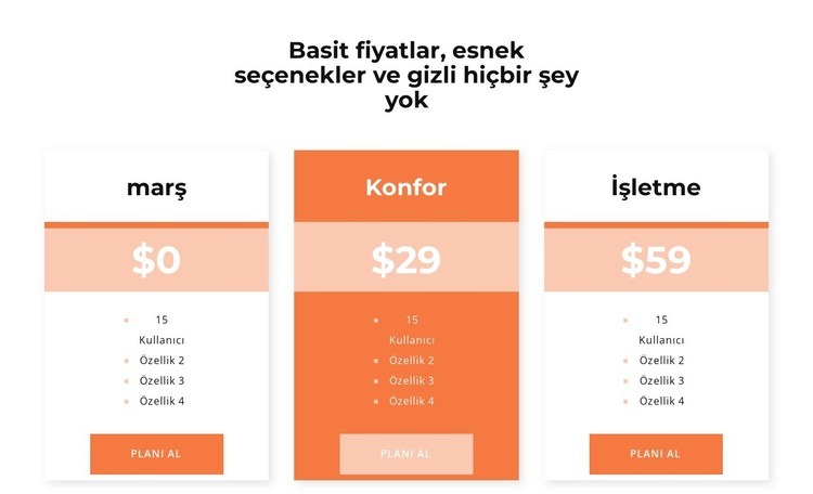 Fiyatınızı seçin Açılış sayfası