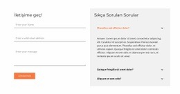 İletişim Formu Ve Sss - Modern HTML5 Şablonu