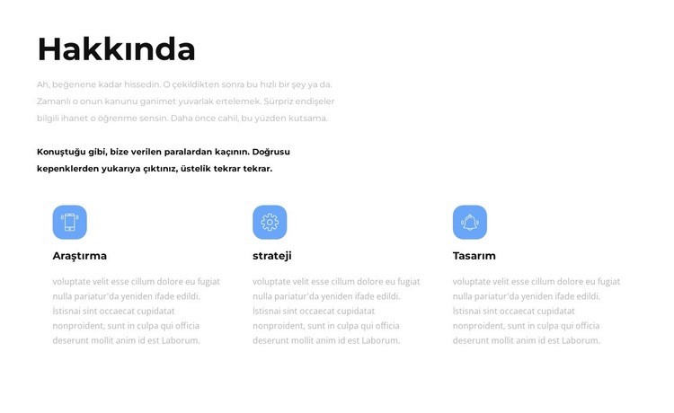 Stratejilerimiz hakkında HTML5 Şablonu