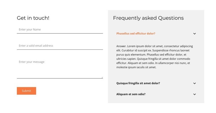 Contact form and faq Webflow Template Alternative