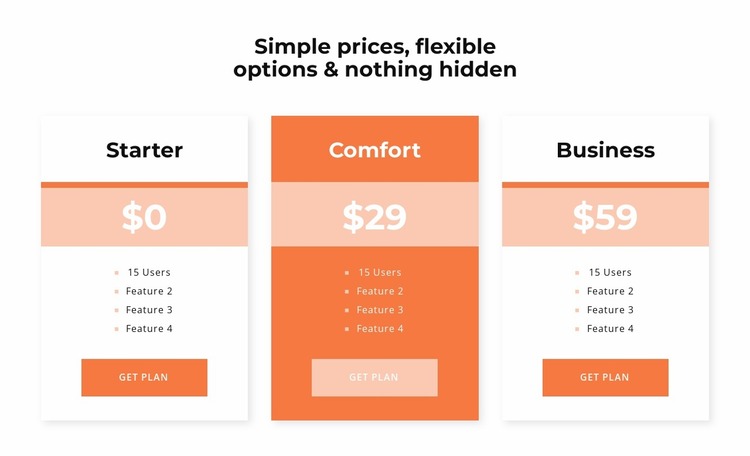 Choose your price Website Mockup