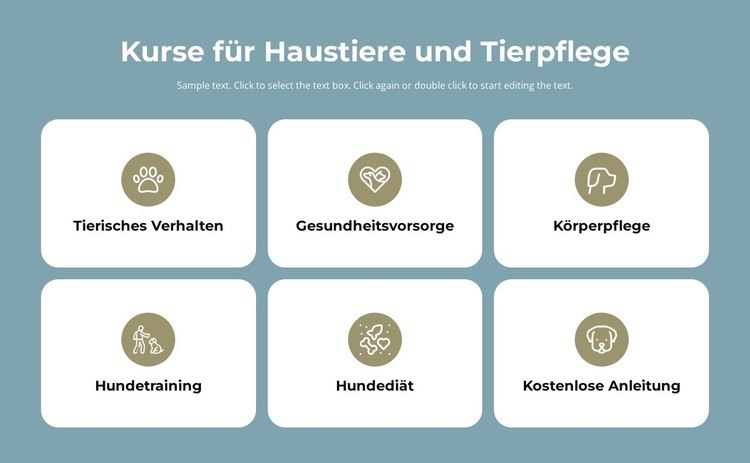 Kurse für Tierpflege Website Builder-Vorlagen