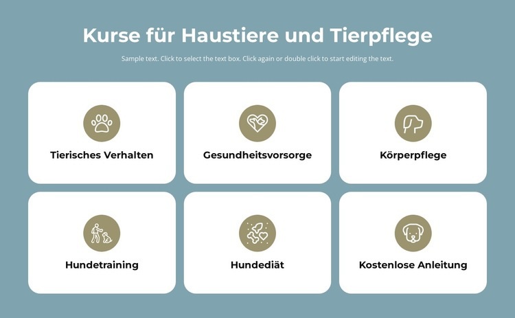 Kurse für Tierpflege Website-Modell