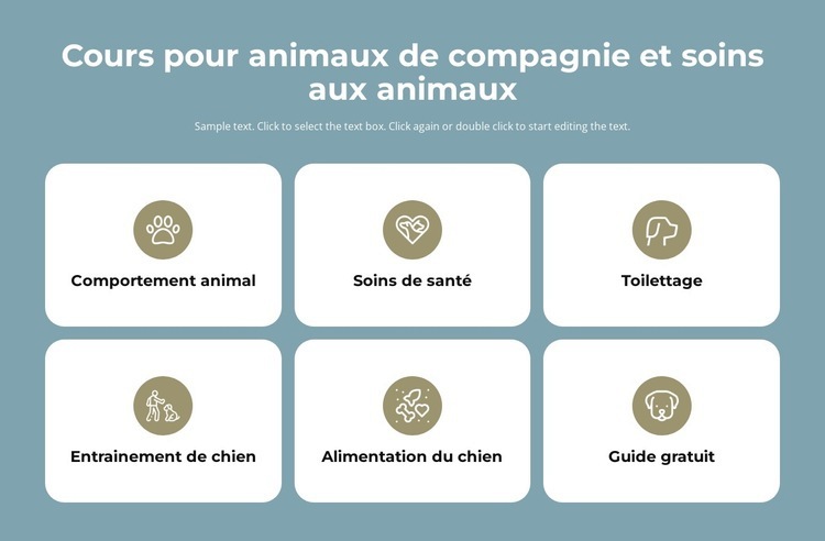 Cours de garde d'animaux Créateur de site Web HTML