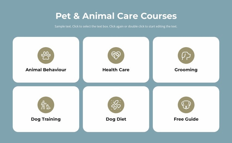 Pet care courses Homepage Design