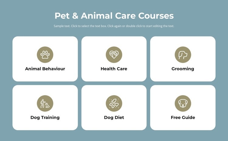 Pet care courses Html Code Example